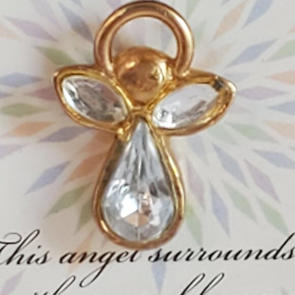 Vintage Russ Berrie Linda's Guardian Angel Lapel Brooch Pin Gold Tone - Picture 6 of 6